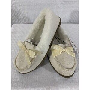 Jessica Simpson Memory Foam Slippers Womens XL 9/10 Ivory Faux Fur
